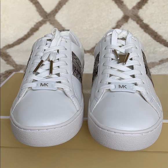 MICHAEL KORS CATELYN STRIPE LACE UP NAPPA PU PEARL - Picture 8 of 16